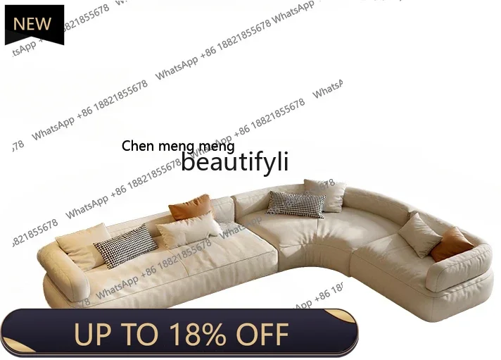 

P178 Italian Suede Cat's Paw High-End Living Room Simple Fabric Sofa Curved Cream Wind Corner