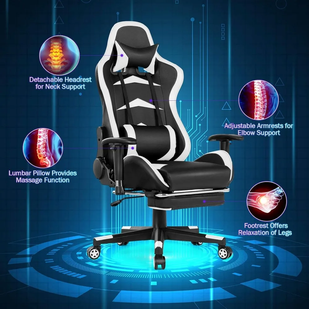 Gaming Desk & Chair Set, W/Monitor Stand, Cup Holder, Earphone Hook, Seat Adjustment, Reclining Backrest, Gamer Desk & Chair Set