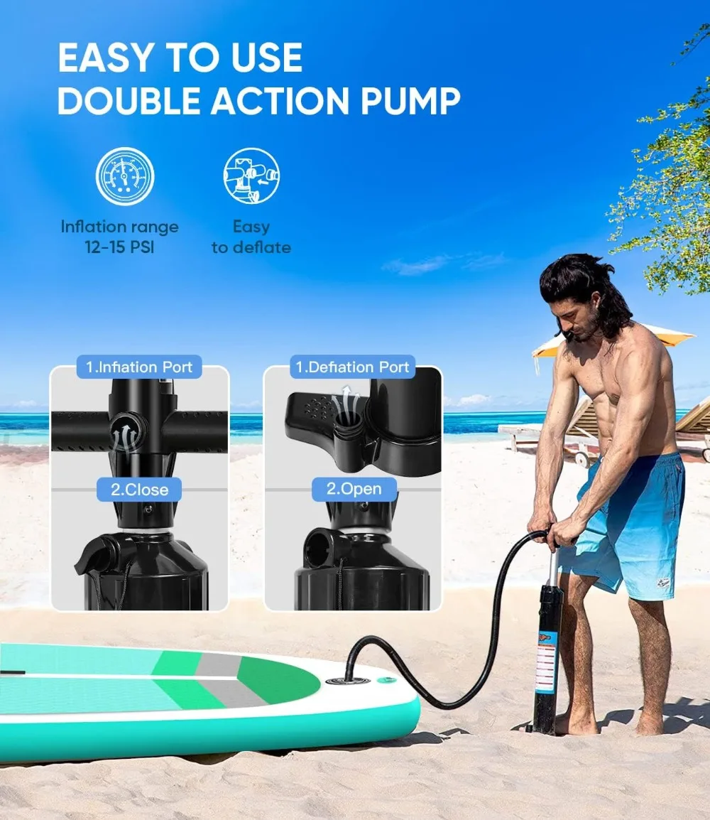 Inflatable Stand Up Paddle Board for Adults Non-Slip Deck Paddleboard with Premium Sup Accessories Including Double Action Pump 4