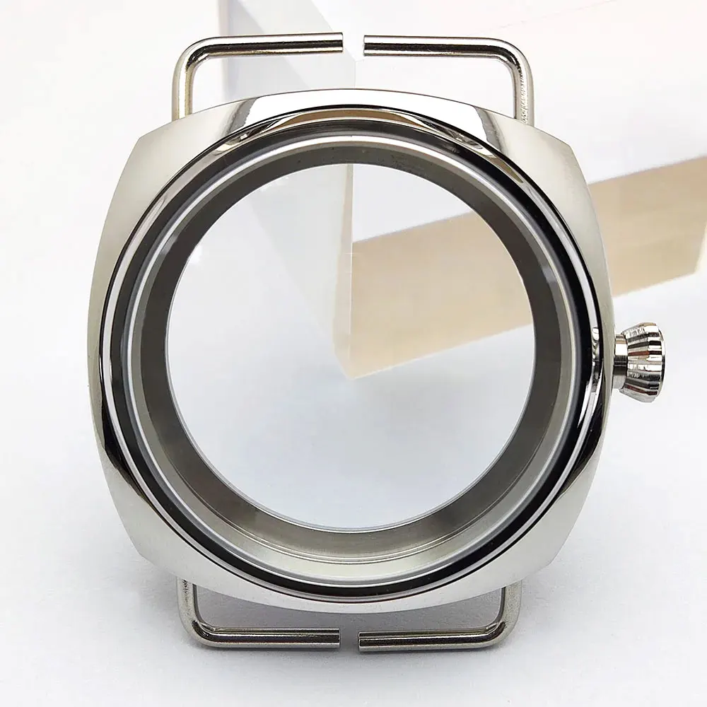 45mm case ETA6497 case stainless steel case with transparent back waterproof case suitable for ETA6497 movement watch accessorie