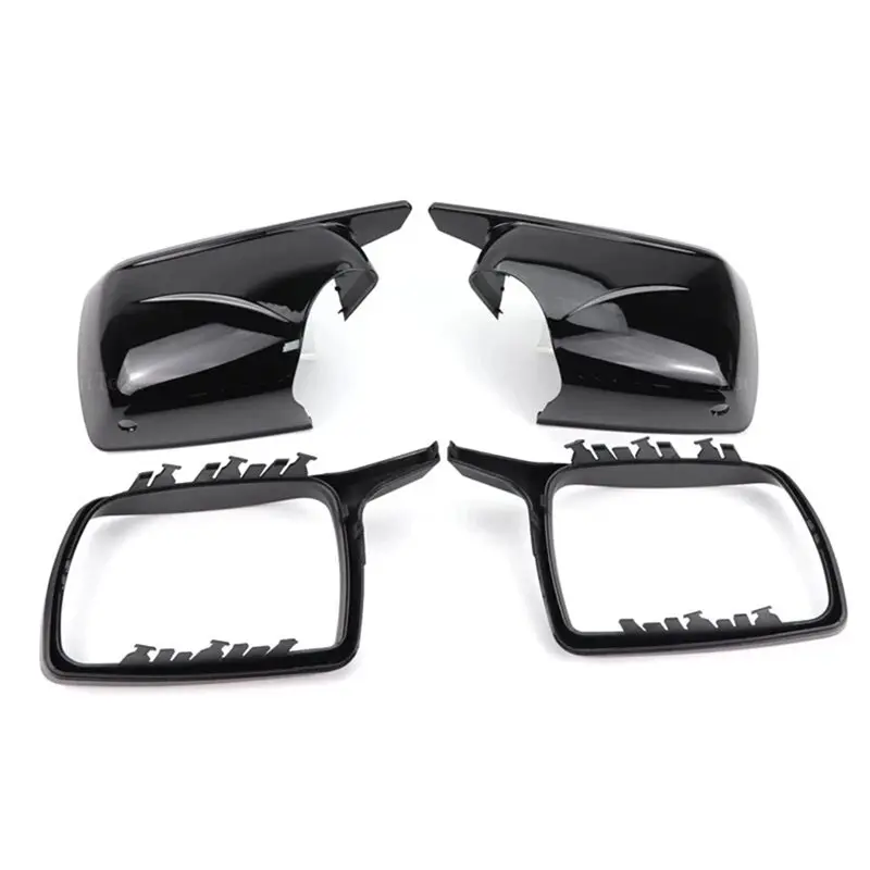 BB New M-Look Mirror Covers Glossy Black Rearview Side Mirror Cover Caps For BMW X5 E53 1999-2006