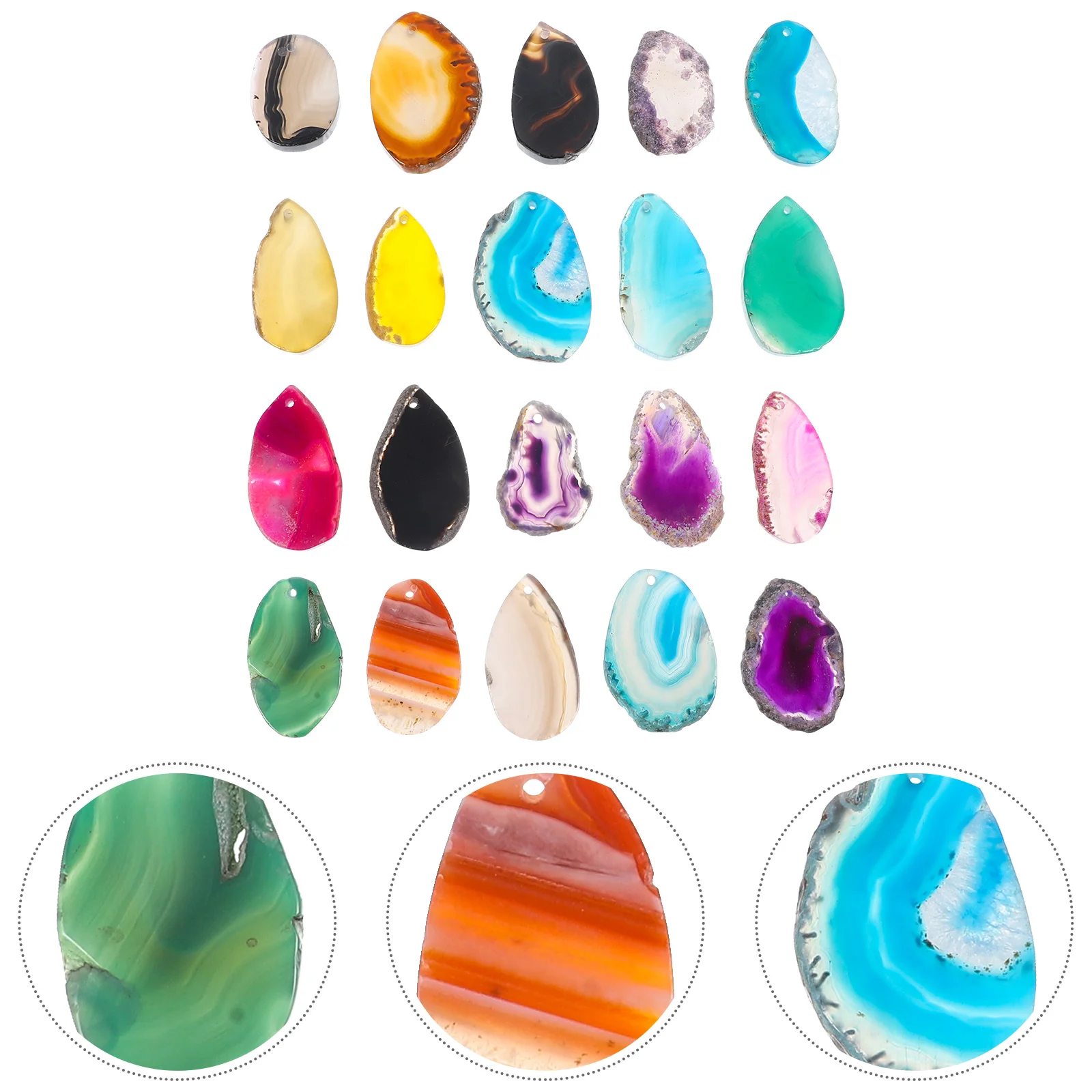 20pcs Agate Piece Pendant Sweater Chain Hanging Decoration Colorful Wind Chimes ( Mixed Style) DIY Jewelry Pendants