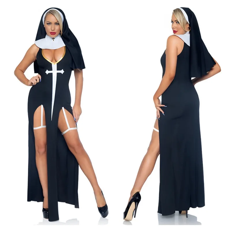 Nun Cosplay Halloween Costume for Women Nightclub Sexy Dress Up Suit Party Festival Role Play Festival  Outfit Stage Wear Anime