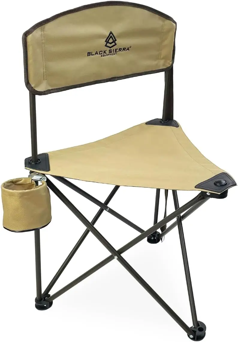 

Black Sierra XL Trip-Lite Hunting Stool w/Backrest, Lightweight Portable Fishing Chair with Cupholder & Carry Strap, 225 Lb Capa