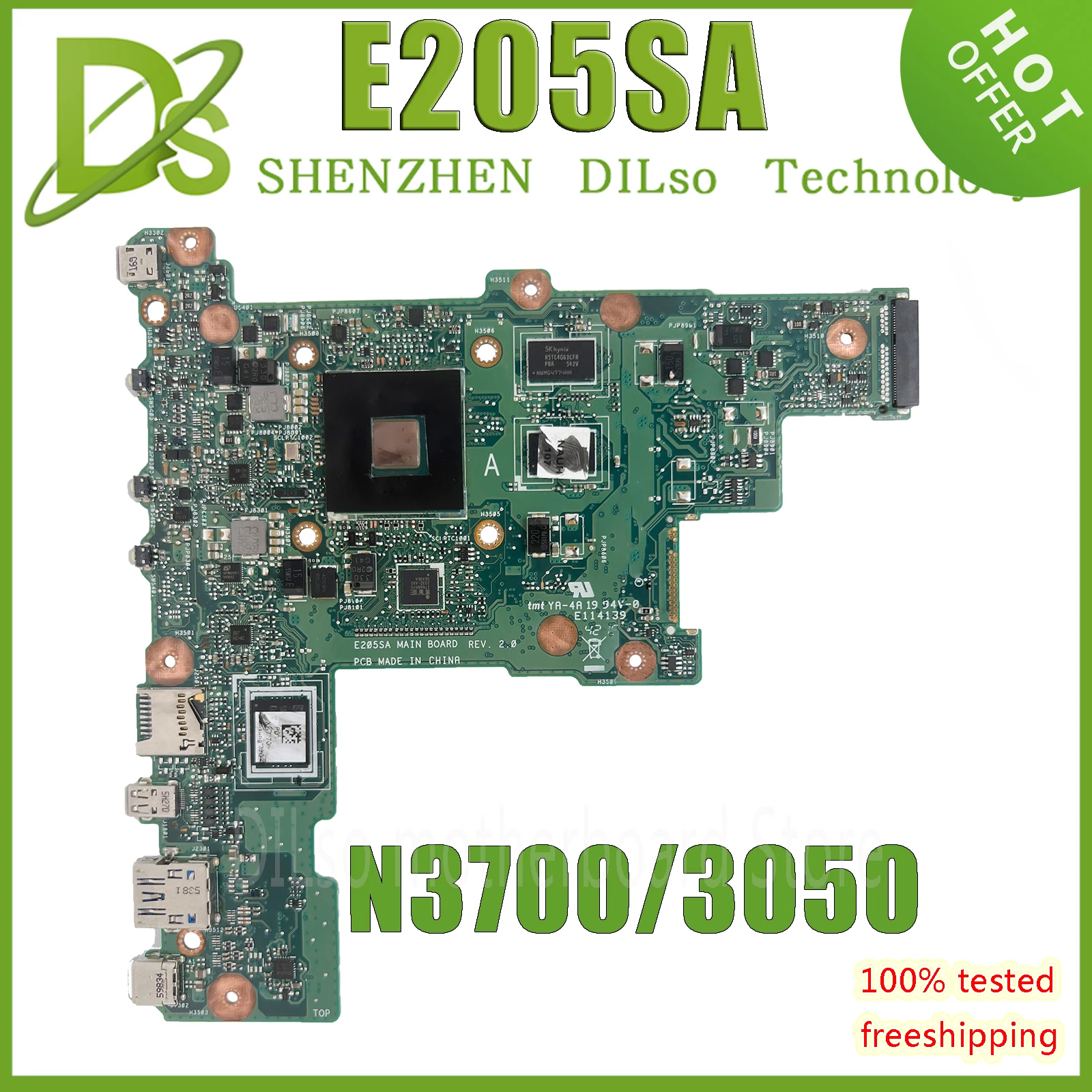 KEFU  E205SA Mainboard For ASUS EeeBook Placa E205S E205 Laptop Motherboard With N3050/N3060 N3700/N3710 100% Test Fast Ship