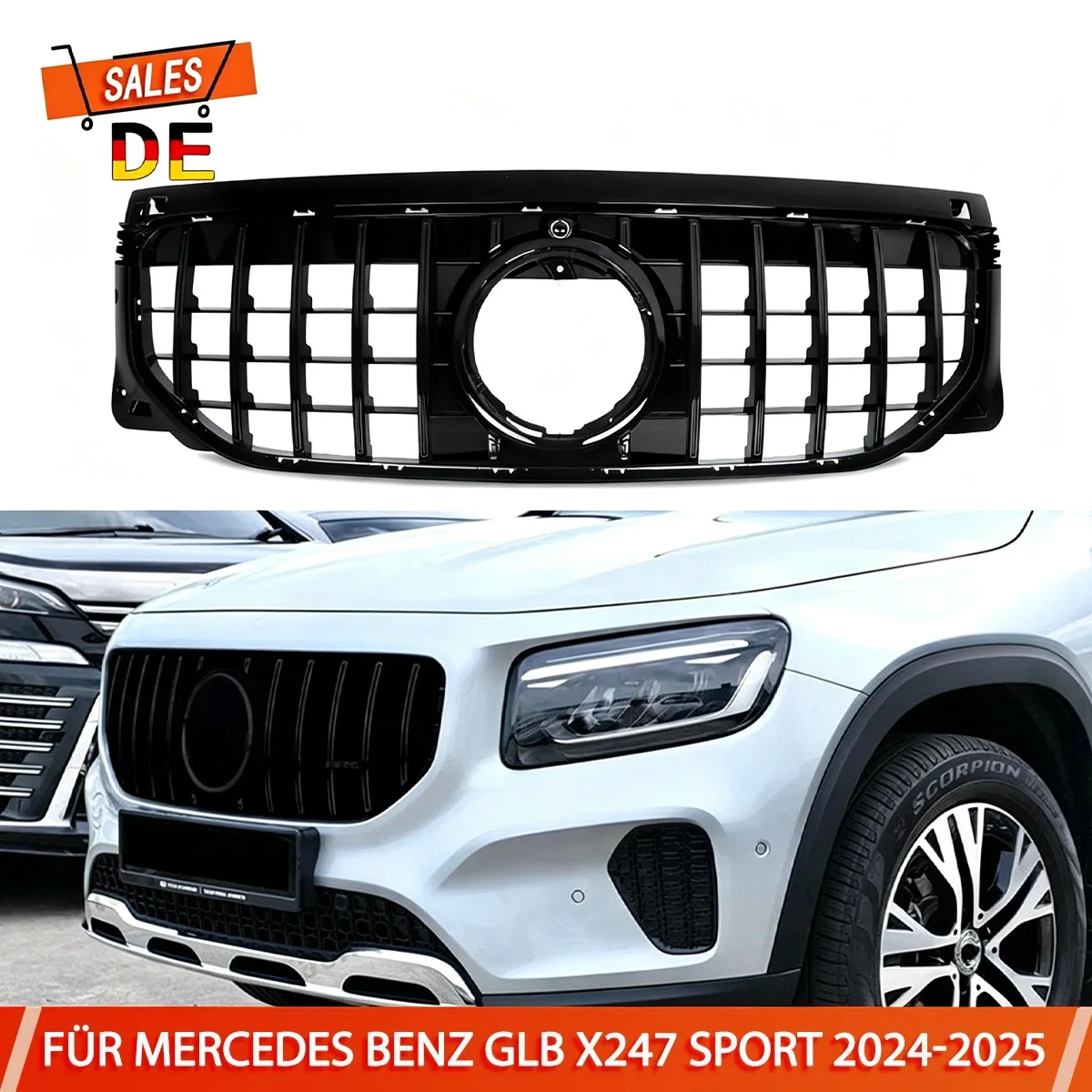Magickit Racing Grills For Mercedes Benz GLB Class X247 2024+ GLB180 GLB200 GLB220 GLB250 GT Style Front Bumper Intake Grille