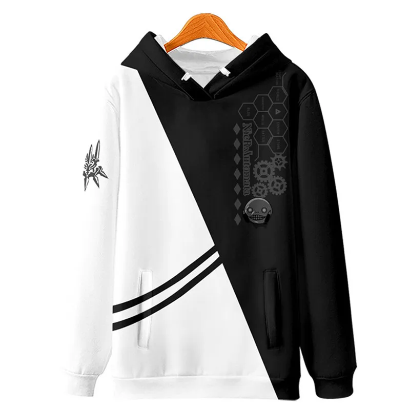 Game NieR Automata 2B YoRHa No. 2 Type B 9S YoRHa No. 9 Type S Cosplay Costume 3D Sweatshirt Men Zipper Hoodies Outwear Coat