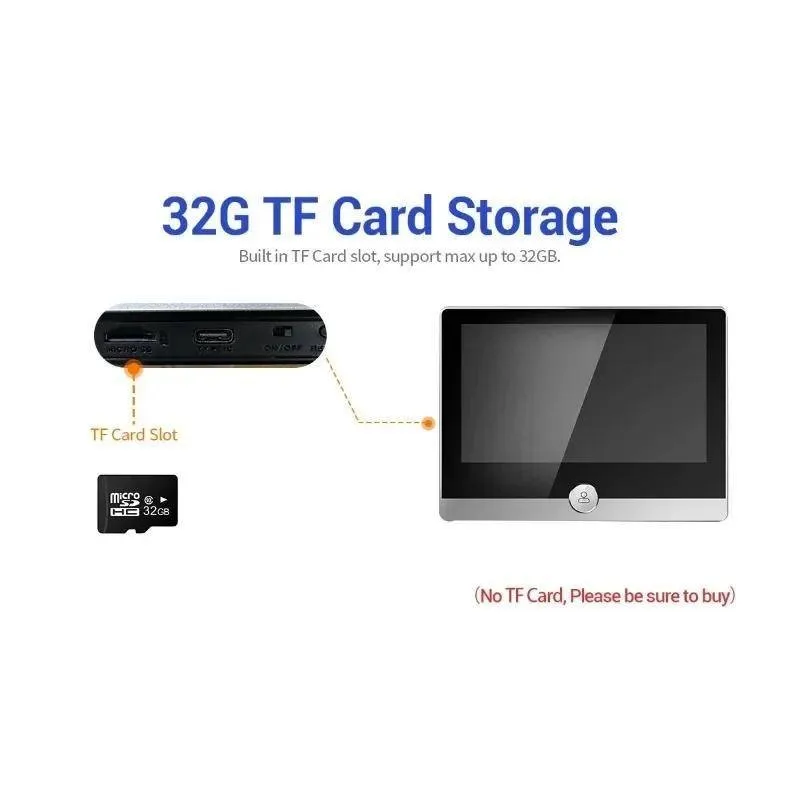 C85 Tuya الذكية واي فاي جرس باب يتضمن شاشة عرض فيديو 1080P كاميرا ثقب الباب مع شاشة 4.3 بوصة دعم PIR كشف الحركة اتجاهين الصوت المنزل