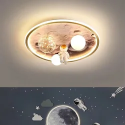 Modern Astronaut Led Ceiling Lights For Children's Room Boy Bedroom Study Kids Baby Cartoon Moon Chandelier Ceiling Lamps Lustre