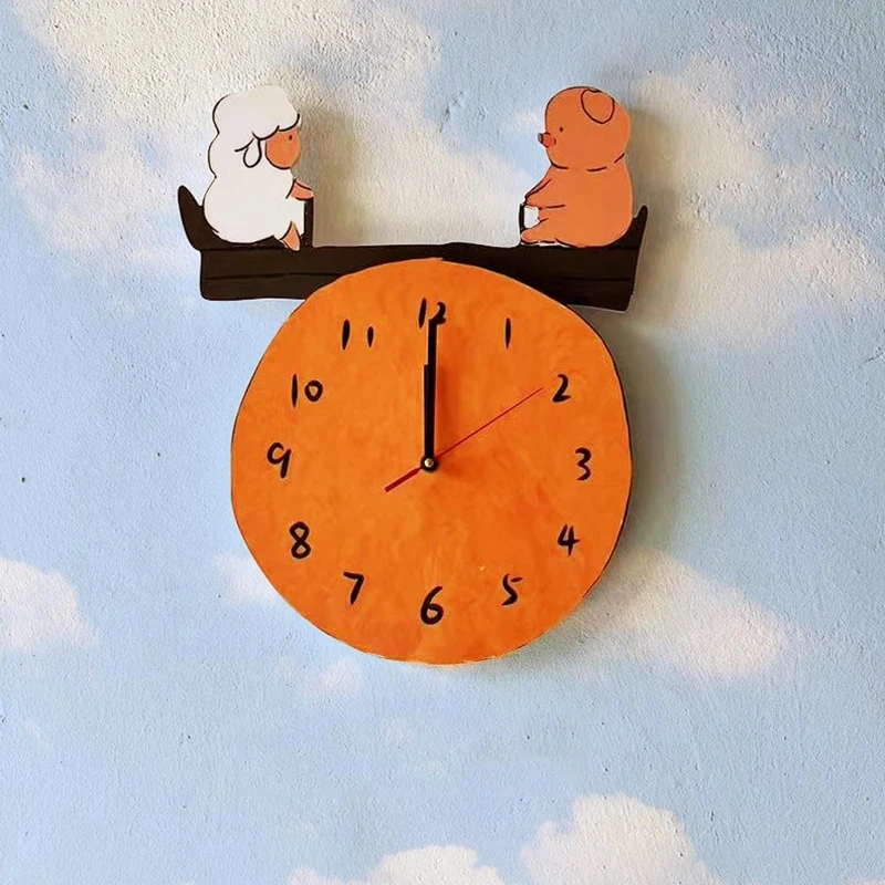 

Creative Wall Clock Cartoon Aesthetic Battery Operated Small Minimalist Decorating Items Cute Wanduhren Wall Clock For Children