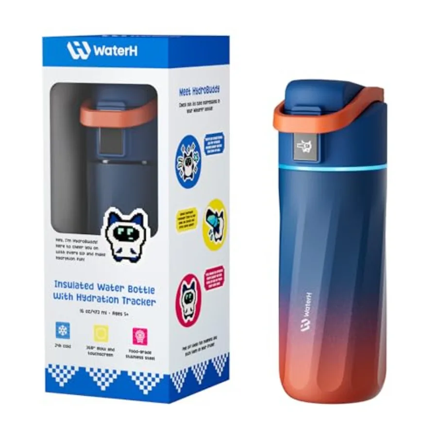 

BOOST Smart Water Bottle with Reminder and Tracker 16oz Water Bottle for School DIY Refrigerator Magnets BPA-Free Vacuum Insula