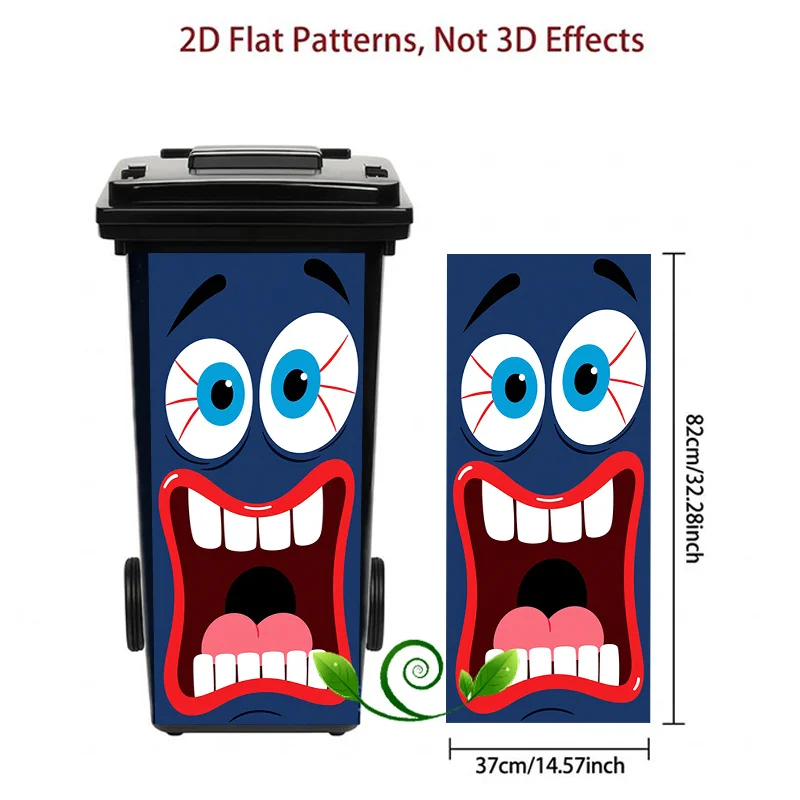 1pc Navy Scary Big Mouth Expression Themed Trash Can Decal Wall Sticker, suitable for outdoor trash cans, walls, home decoration