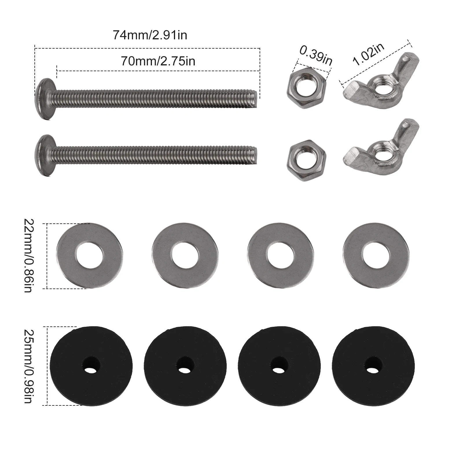 Garden Fixtures Home Improvement Home Plumbing Tank Bolt Pan Silver Bolts WC Close Coupling Fixing Fitting Rubber