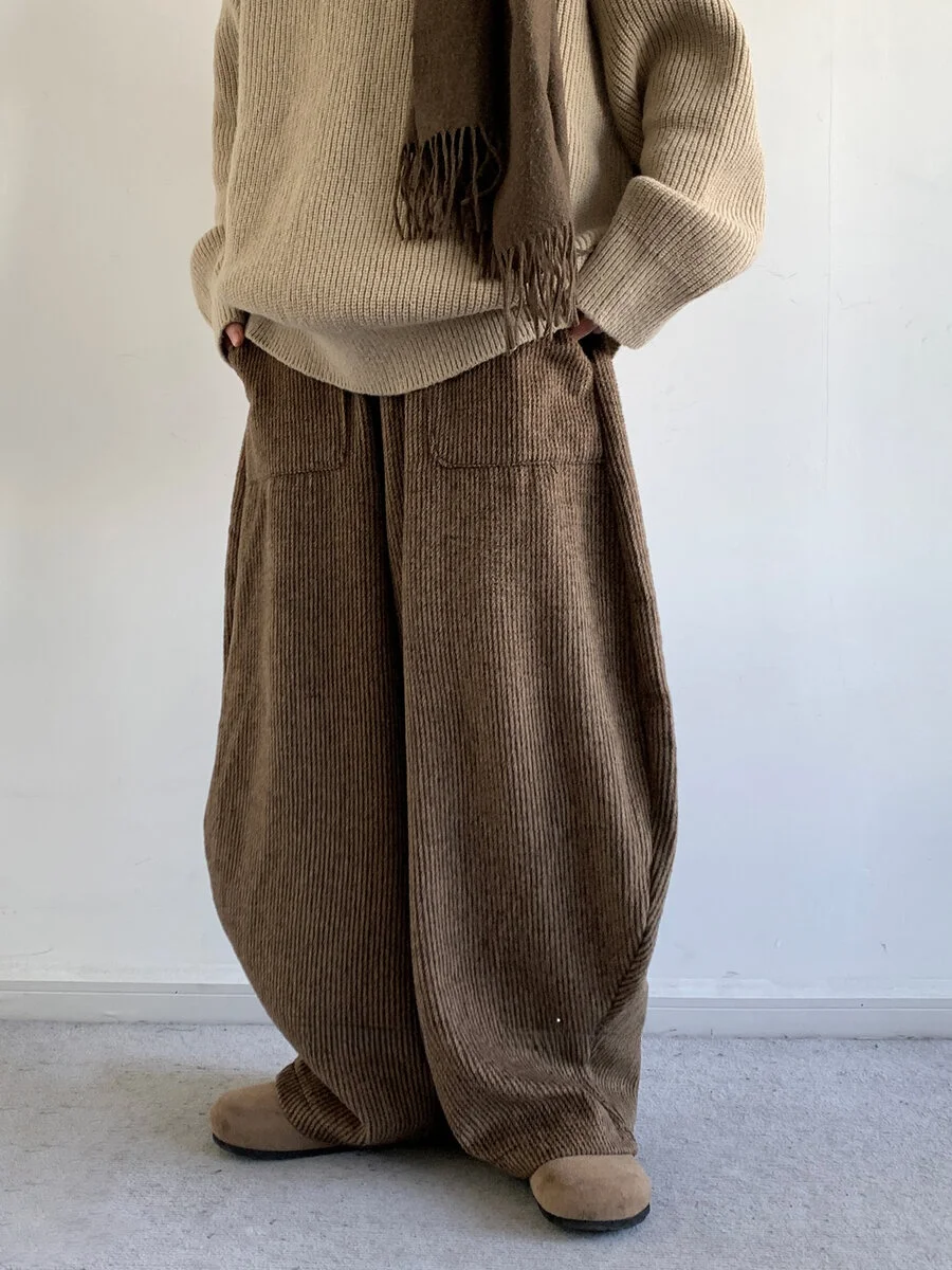 

Нейтральные винтажные вельветовые брюки с широкими штанинами и завязками, мужские повседневные брюки свободного кроя, осенне-зимние модные брюки прямого кроя