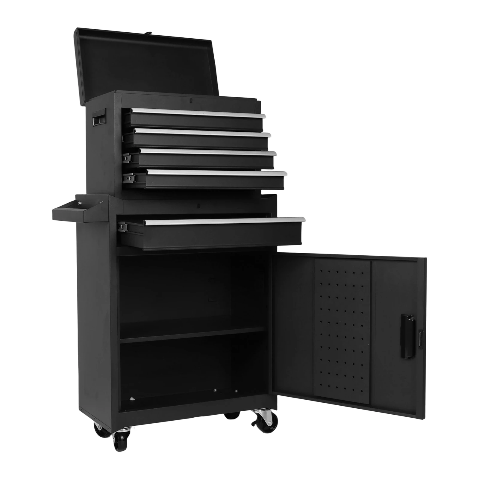 

Большой разборный ящик для инструментов с двойной дверцей и колесами, металлические выдвижные ящики для хранения деталей, износостойкая тележка-органайзер для инструментов