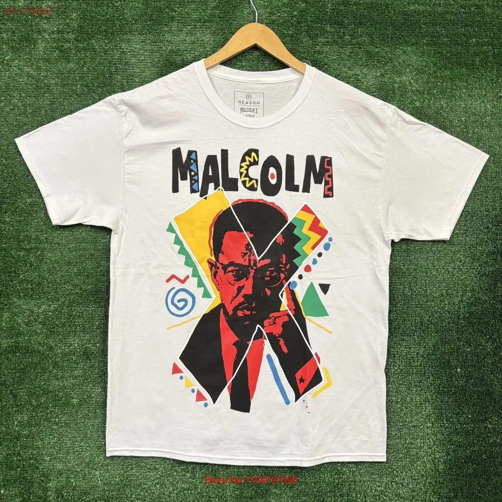 Reason x Malcolm Poster T Shirt Size Large vintage Washed homme Comfortable streetwear Versatile fashion Stretched Soft