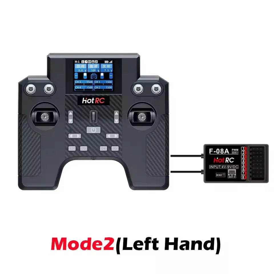 รีโมทคอนโทรล Hotrc HT-8A 2.4G 8 ช่อง พร้อมตัวรับสัญญาณ F-08A สำหรับเฮลิคอปเตอร์บังคับวิทยุ รถยนต์ เรือ รถถัง หุ่นยนต์