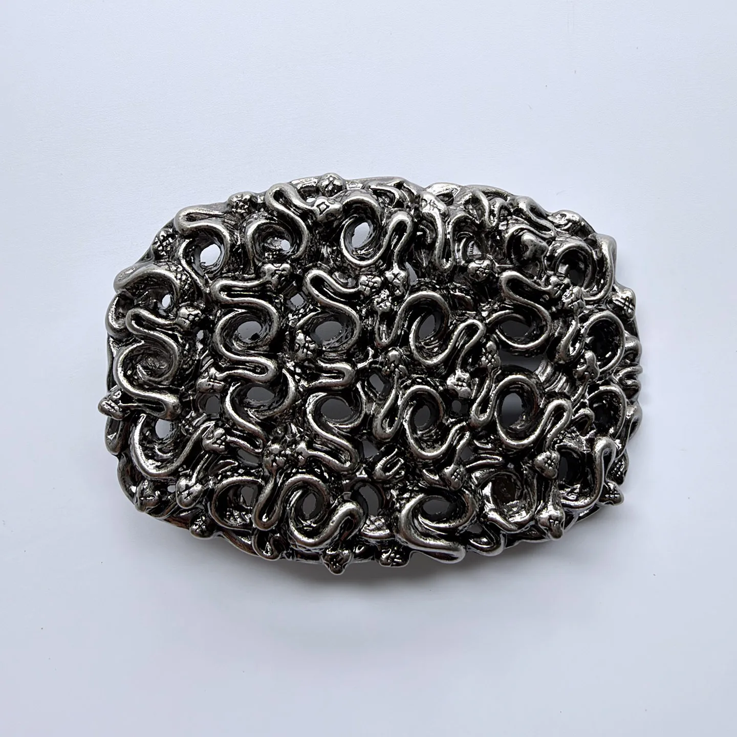 Gothic Punk Snake Belt Buckle Oval Hollow Out Antique Silver Mens Biker Vintage Belt Accessories BUCKLE-WG022