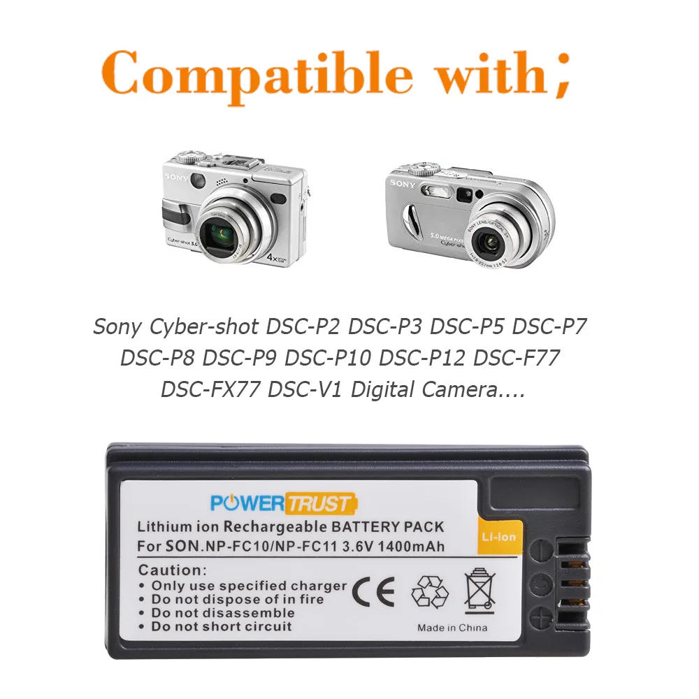 1400mAh NP-FC10 NP-FC11 NPFC10 Rechargeable Battery+Charger for Sony Cyber-shot DSC-P10 DSC-P8L P9 P7 P2 P3 P5 F77 F77A Camera