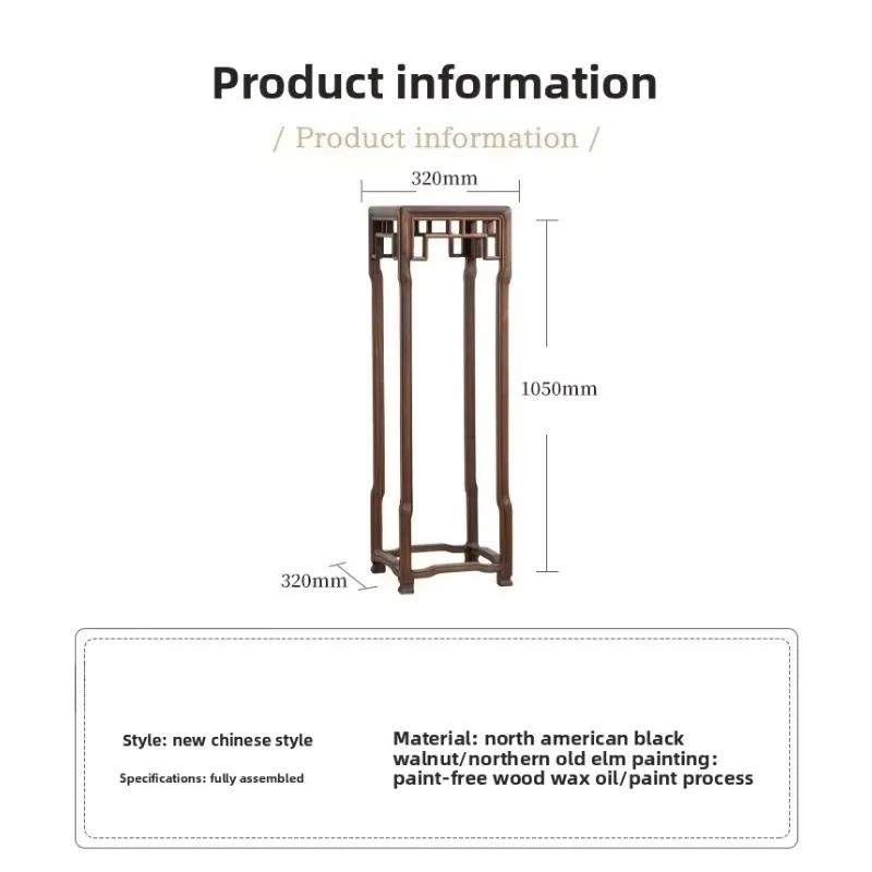 Nuevo soporte de flores de nogal negro Zen chino norteamericano, totalmente de madera maciza, sala de estar, moderno, sencillo, ligero, de lujo, con borde de suelo de olmo fe