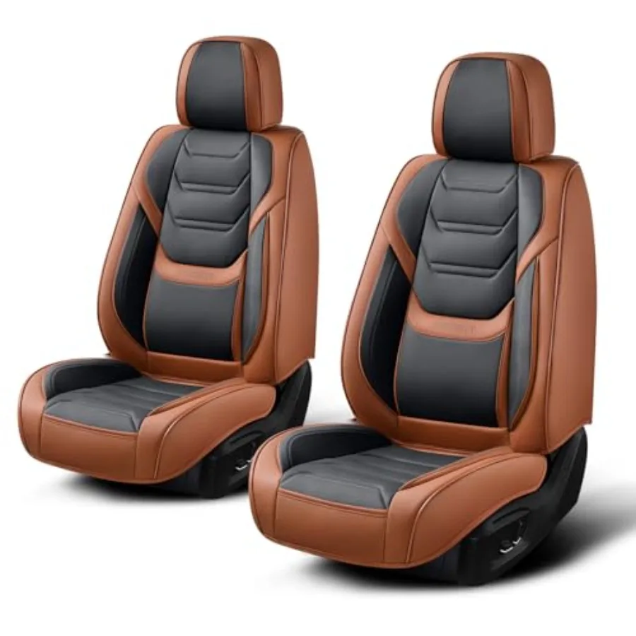 

Leather Car Seat Covers Full Set with Lumbar Support Waterproof Car Seat Cover Universal Seat Covers for Cars Trucks SUVs Sedan