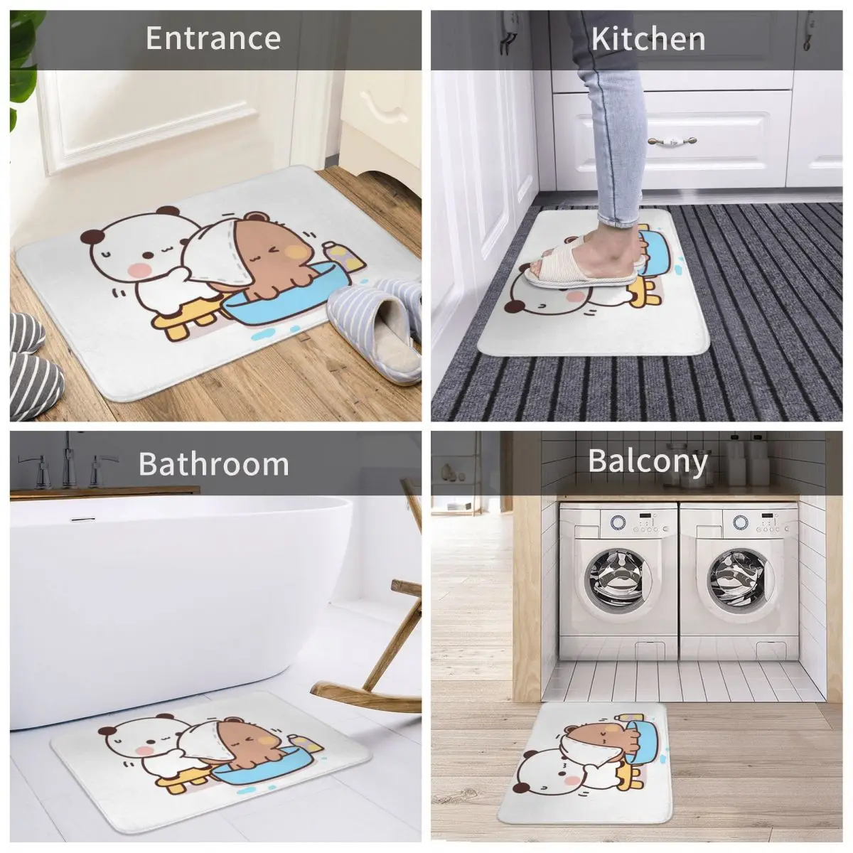 Bubu And Dudu Bath Foot Mat for Shower Home Decor Bear Bath Mat Quick Drying Fashion Bathroom Rug Absorbent Non Slip Toilet Pad