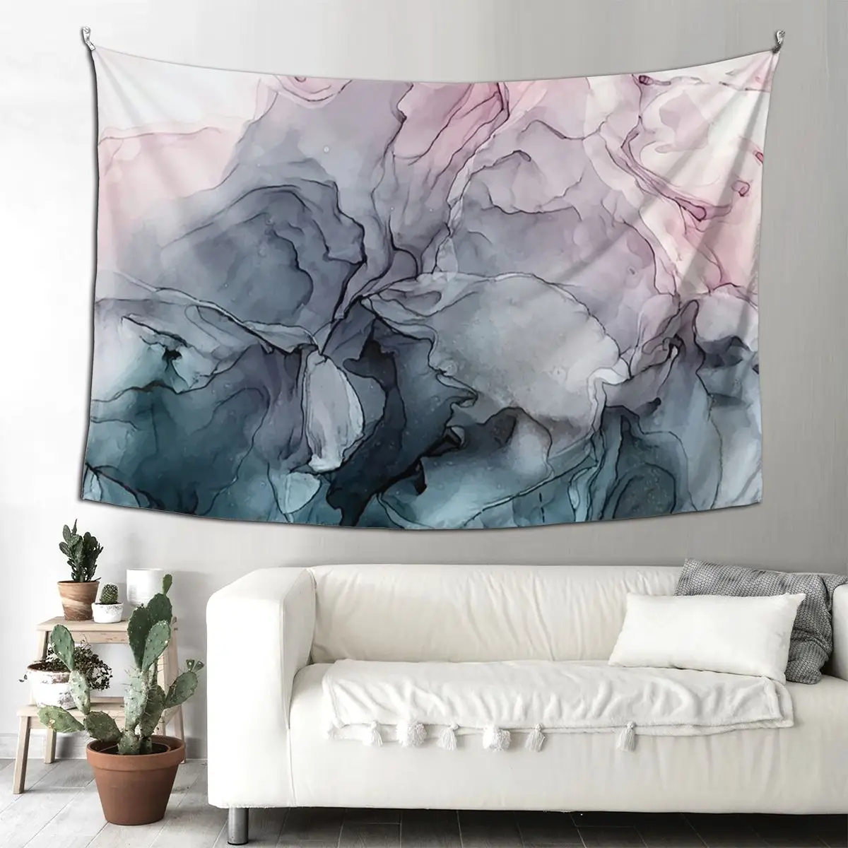 لوحة تجريدية متدفقة باللون الرمادي من أحمر الخدود وباين، نسيج هيبي للتعليق على الحائط، ديكور منزلي جمالي، مفروشات لغرفة المعيشة #1