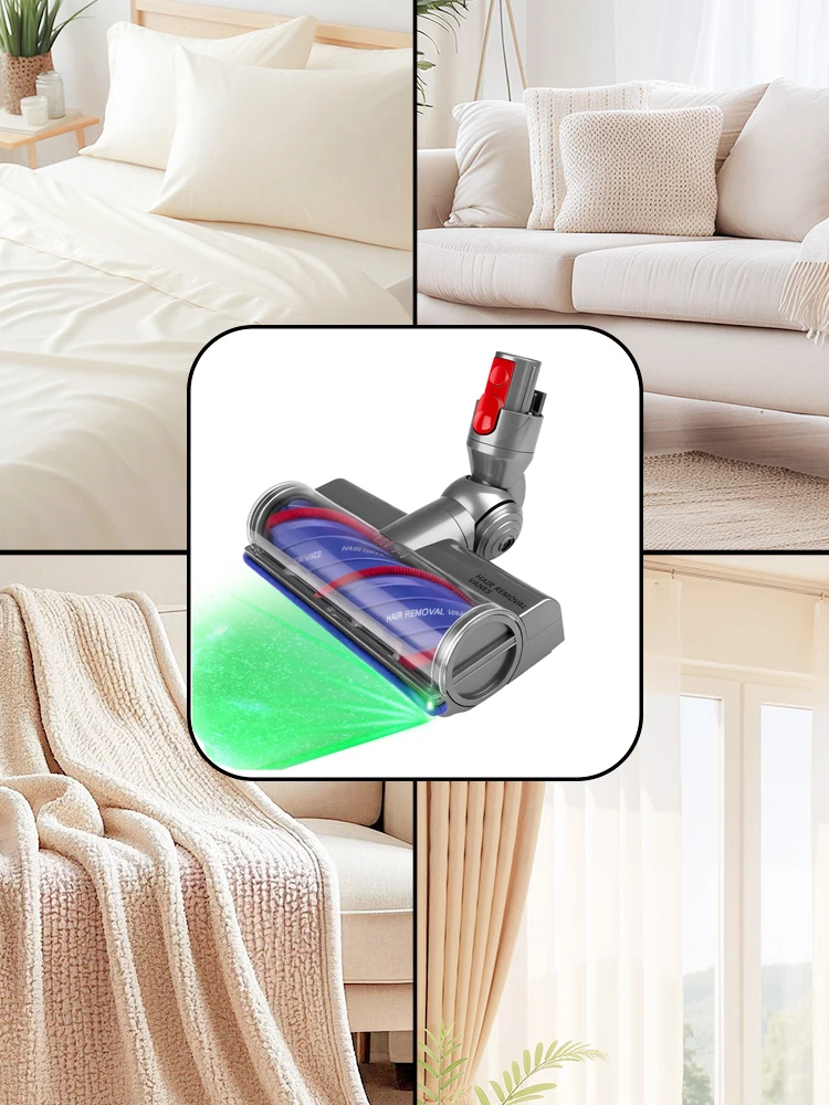 Kit de brosses à fixation directe pour aspirateur Dyson V7 V8 V10 V11 V15, tête de brosse de remplacement avec kit d'éclairage vert