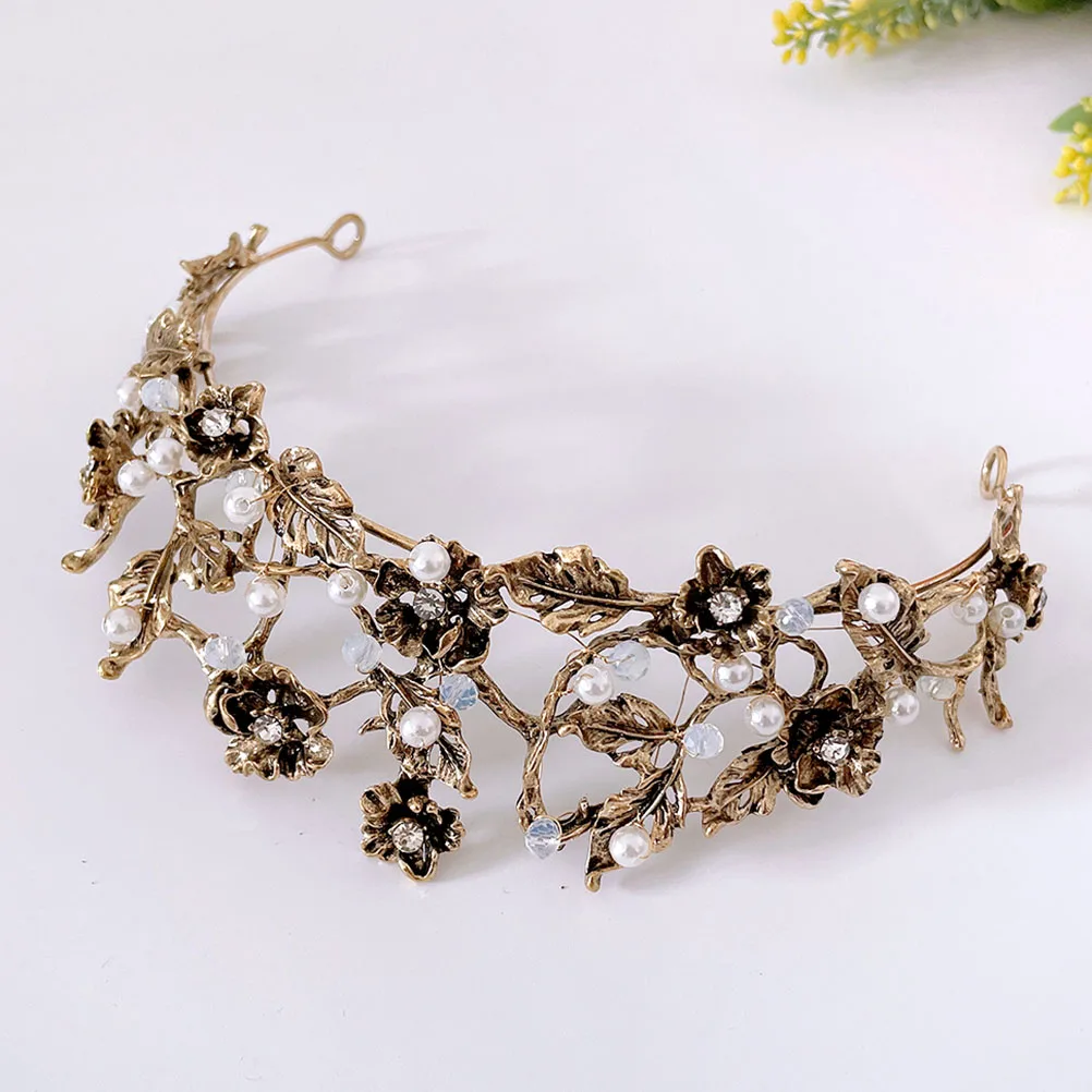

Crystal Crown Accessories Pearl Headband Wedding Decor Exquisite Hair Bridal Golden Women Shining Party Charm Prom Birthday