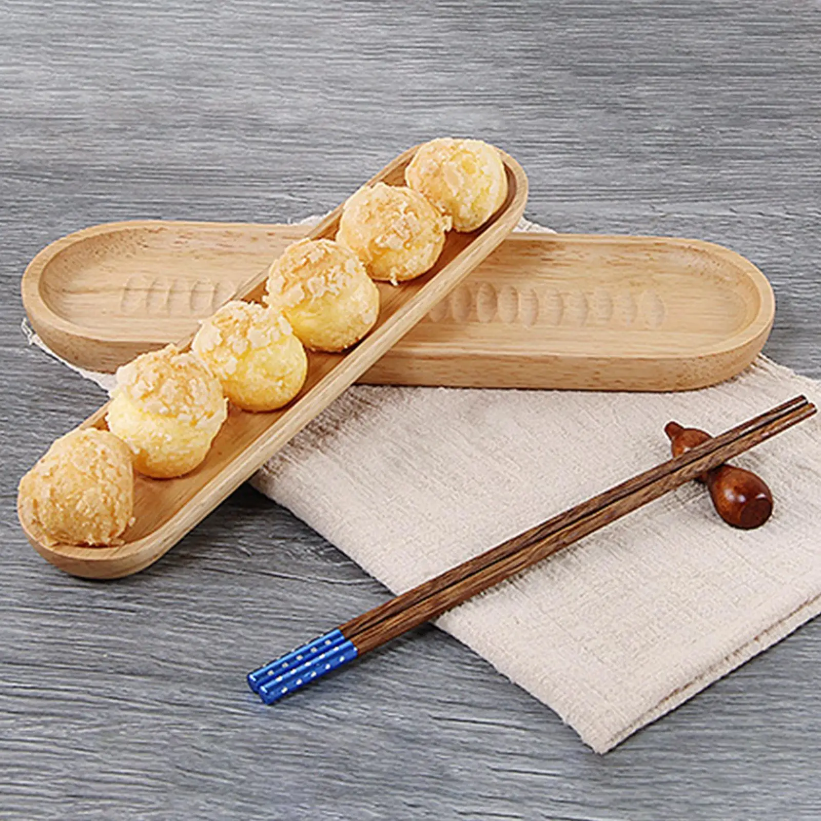 Sushi Plate Multifunctional Wood Food Display Dish Serving Platter for Home