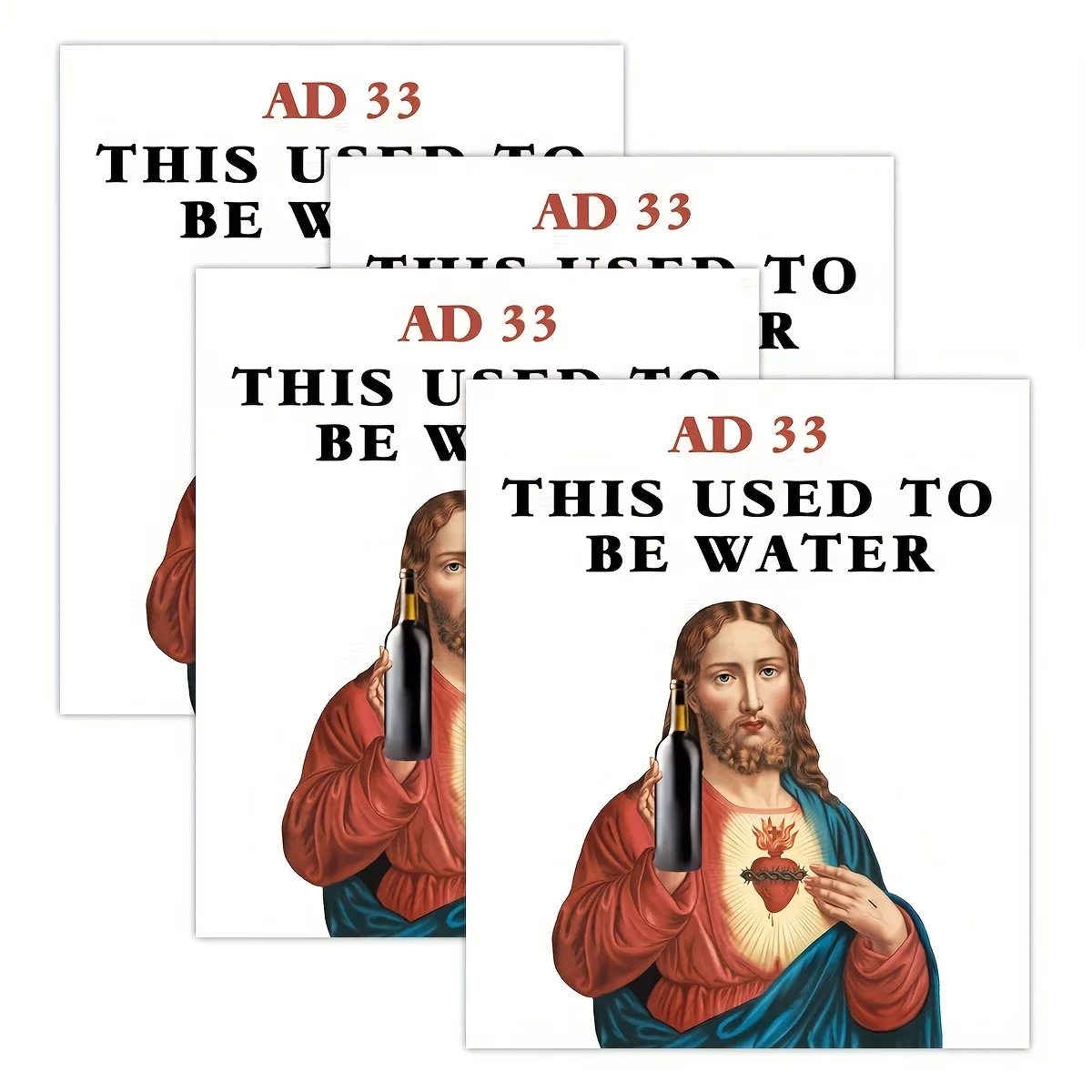 4 قطعة/ورقة تستخدم لملصقات زجاجات المياه المقاومة للماء لعيد الميلاد وأعياد الميلاد وهدايا حفلات الأعياد المضحكة شارات الفينيل