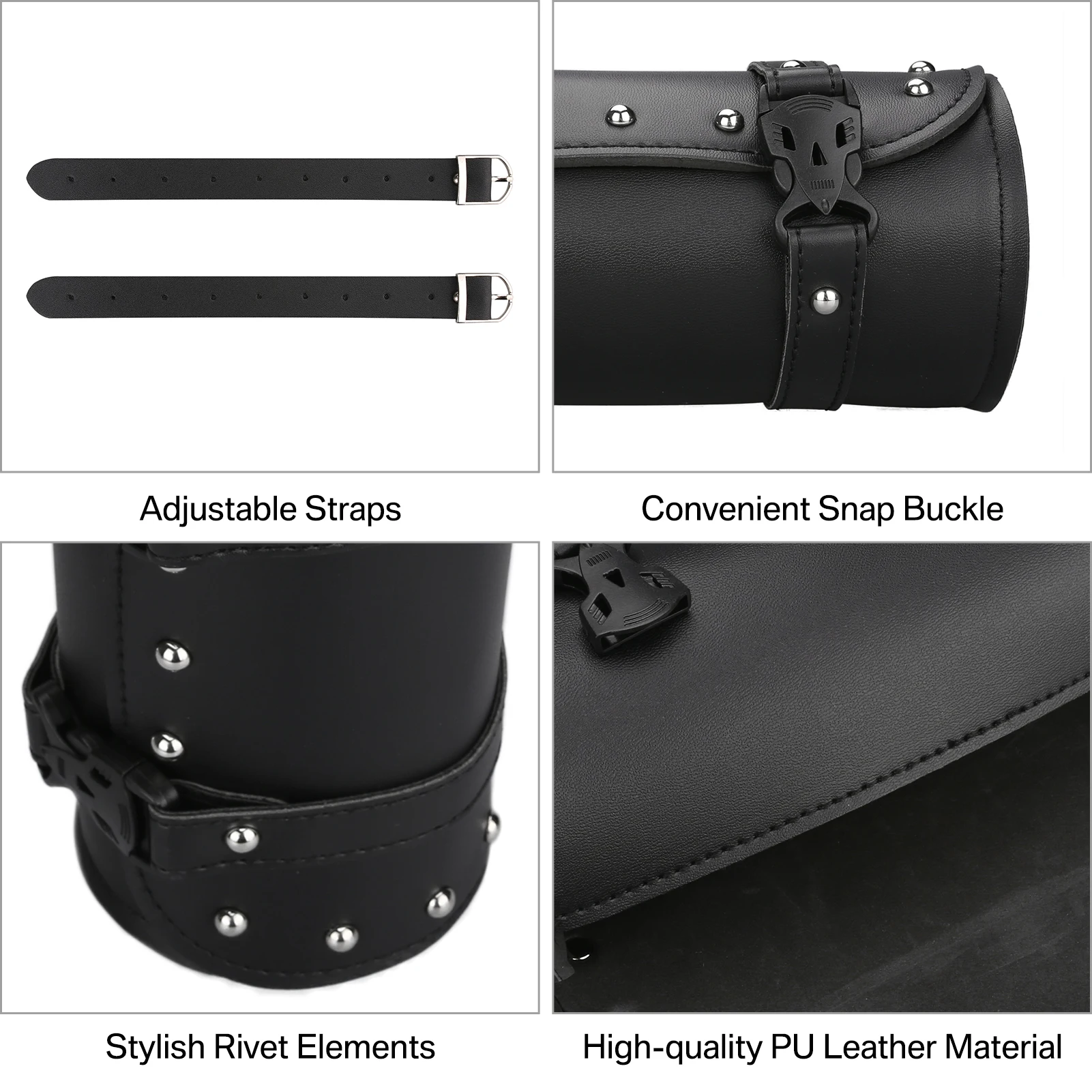 Motorcycle Front Fork Tool Bag Faux Leather Universal Handlebar Roll Bag Waterproof Fit For Harley Sportster Kawasaki Yamaha image 3