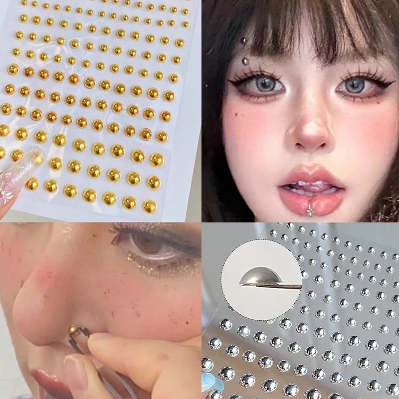 Coreano auto-adesivo falso lábio prego sobrancelha nariz anel sem piercing lábio unhas adesivo à prova dwaterproof água reutilizável corpo umbigo jóias