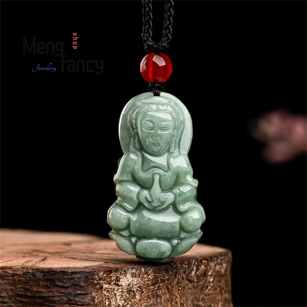 Natural A-goods Jadeite Bean Seed Maitreya Buddha Jade Pendant Exquisite Engraver Buddhist Amulets Best Selling Fashion Jewelry 3