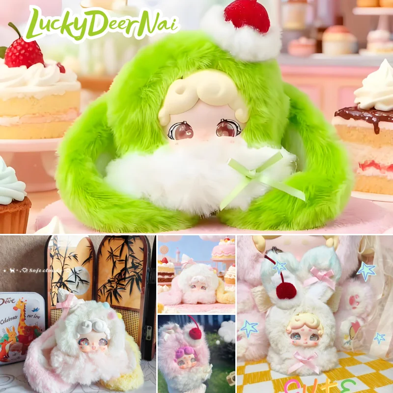 Boneka Plush Lucu Seri LuckyDeerNai Velvet Ice, Figur Aksi Blind Box, Gantungan Kunci, Dekorasi Tas, Kotak Misteri, Hadiah Kejutan
