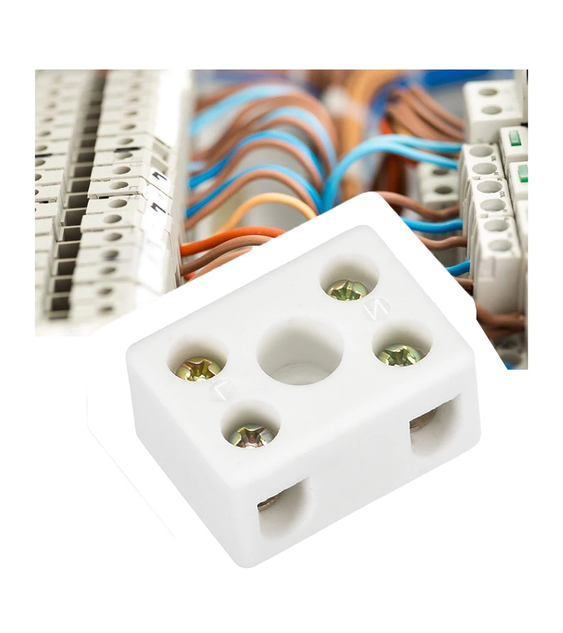 2/5Pcs 2 Postion 5 Hole High Frequency Ceramic Wiring Terminal Block Porcelain Electric Wire Connector Electrical Equipment