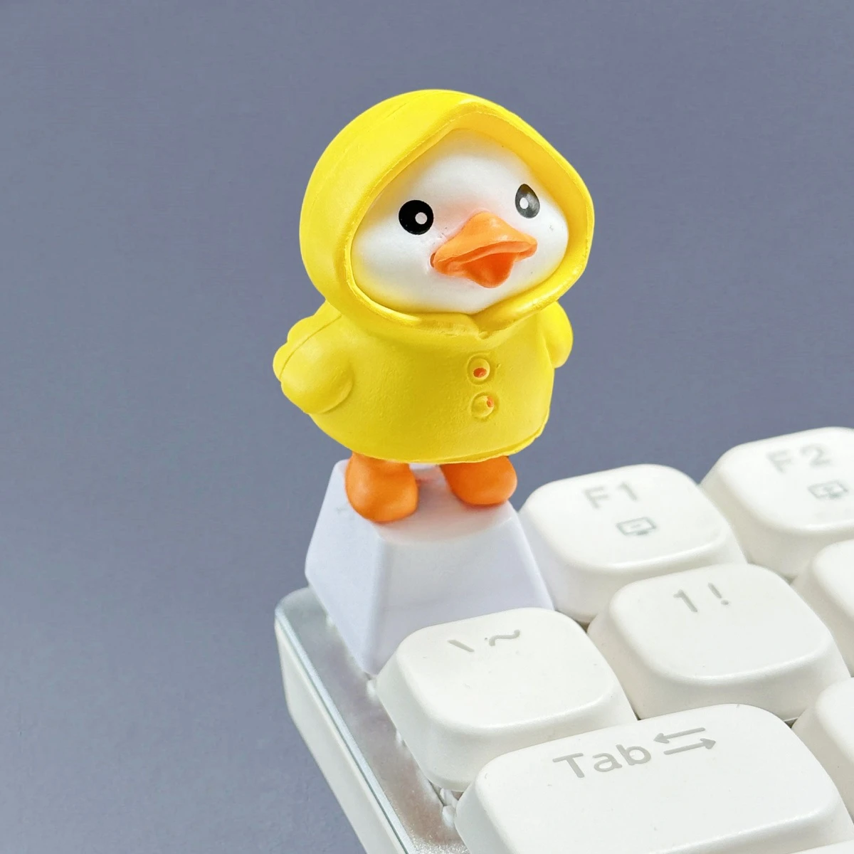 Handmade Creative Cute Yellow Cartoon Raincoat Duck Personalized Keycaps Single R4 Cross Axis Mechanical Keyboard Gaming Key Cap