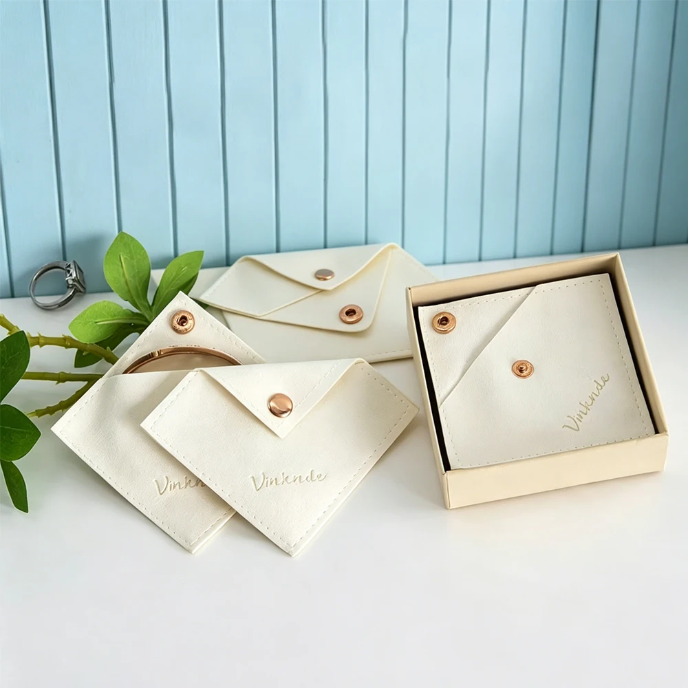 

100Pcs/Lot Personalized Logo Triangle Jewelry Snap Bag Newborn Silver Bracelet Necklace Gift Packaging Pouch Wedding Rings Box