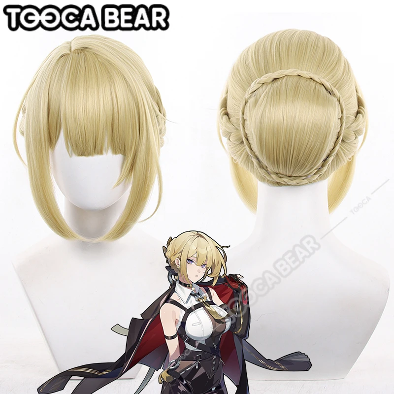 Evelyn Chevalier Cosplay Wig Zenless Zone Zero Blonde Hair Bun Stars of Lyra Halloween Party Women Girls Carnival with Wig Cap