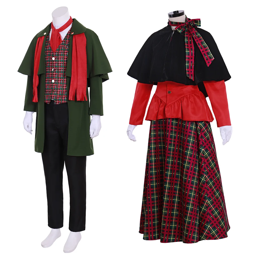 Christmas Carol Cosplay Victoria Charles Dickens Christmas Men Women Christmas Cosplay Red Green Costume Set Halloween costume