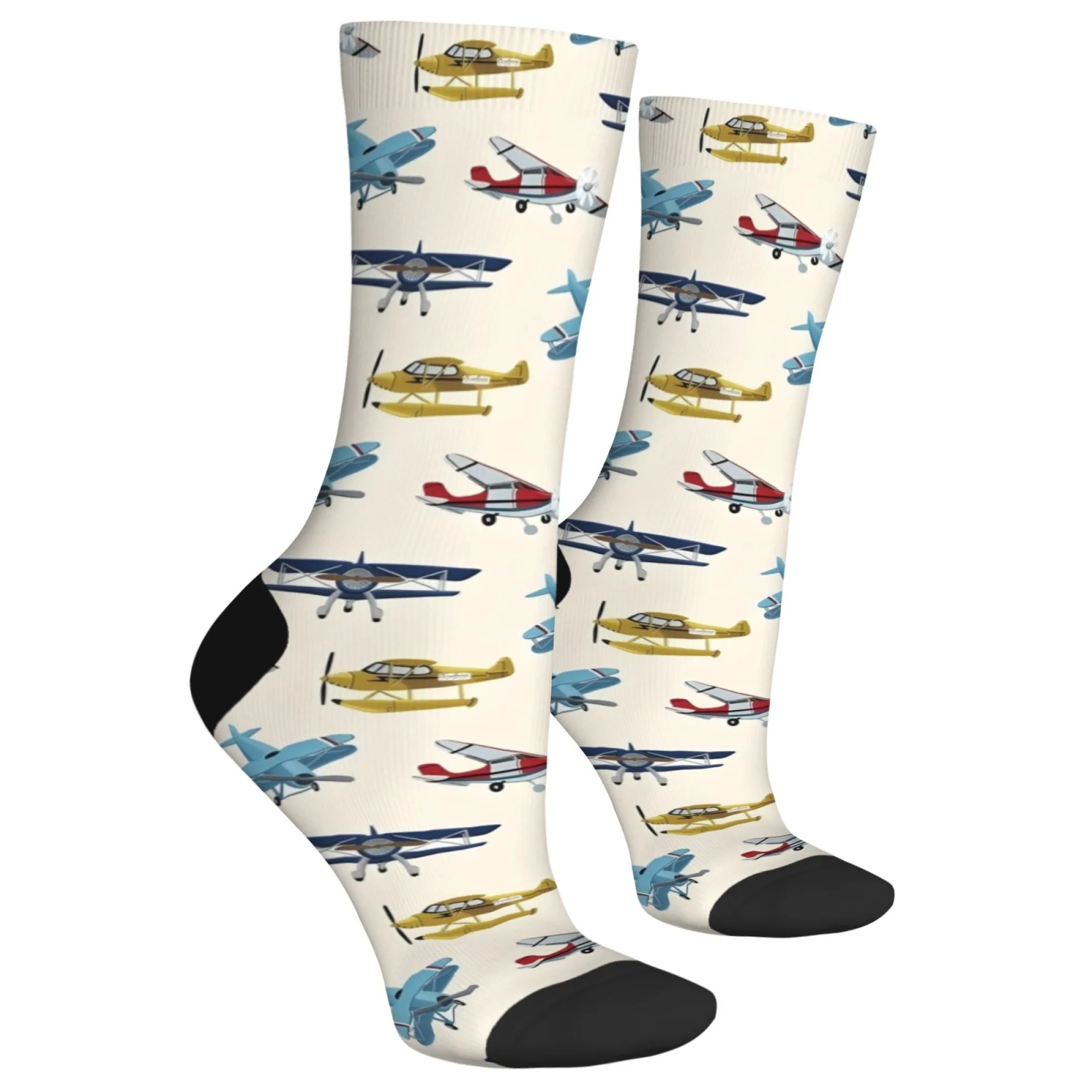 Nostalgic airplane men's socks novelty funny cartoon socks street hip-hop retro fashion happy socks Harajuku style unisex gift