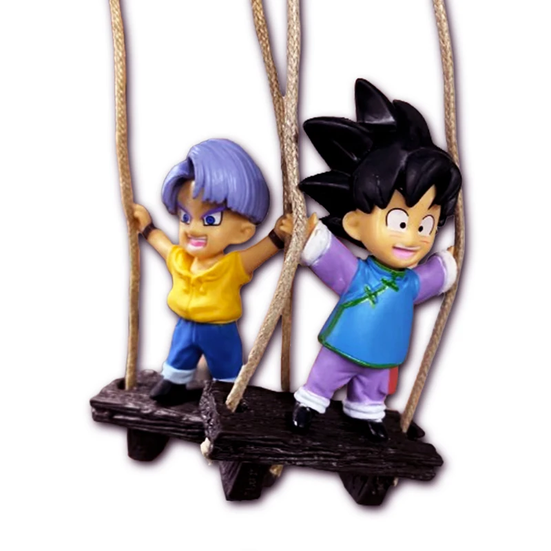 Dragon Ball Son Goku And Trunks Son Goten Swing Anime Actions Figures Model Car Rearview Mirror Ornaments Japanese Dolls hobbies