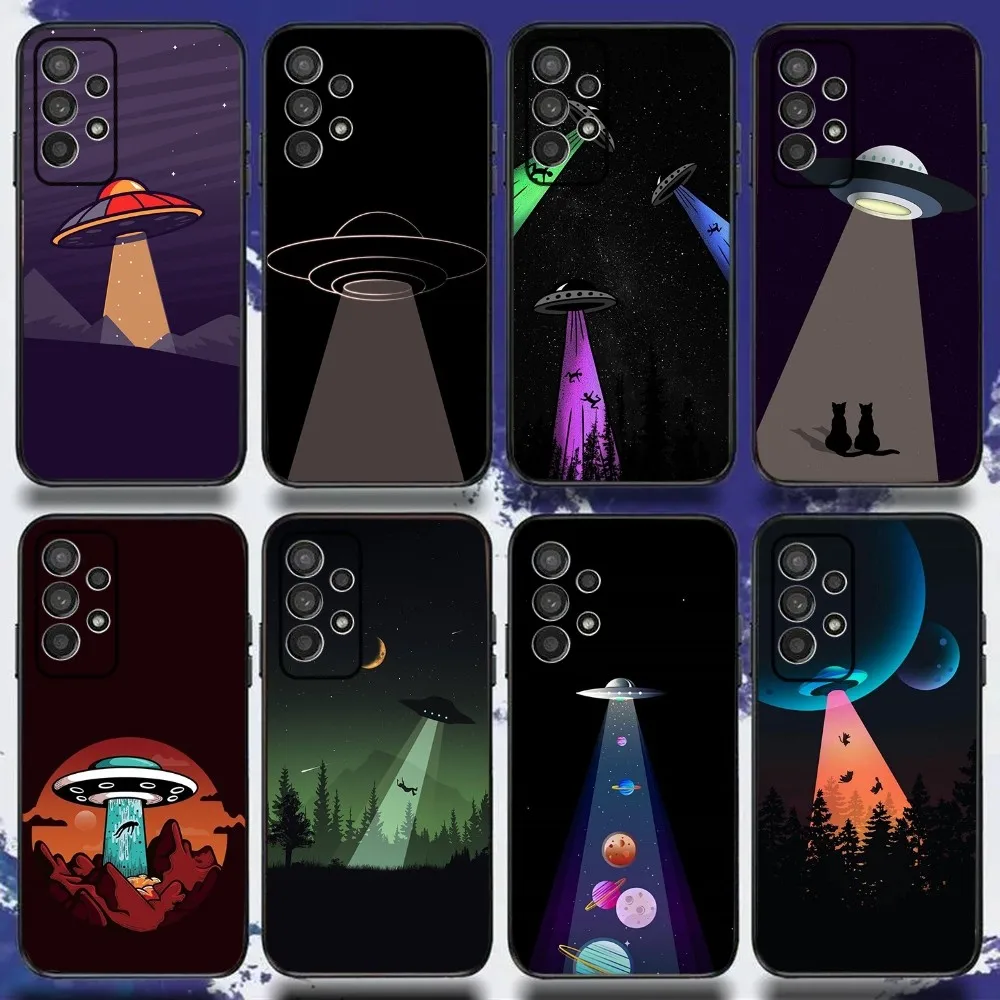 Alien Martian UFO Phone Case For Samsung S24,S21,S22,S23,S30,Ultra,S20,Plus,Fe,Lite,Note,10,9,5G Black Soft Cover