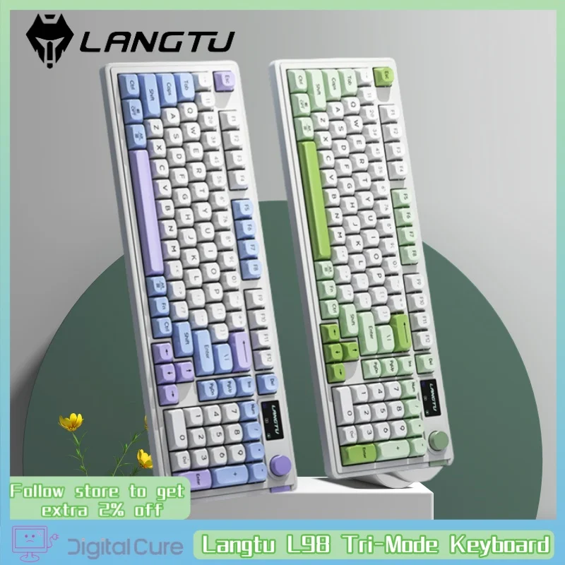 Langtu L98 Keyboard Tri-Mode 2.4g Bluetooth Wireless  98 Key Abs Material Rgb Light Effect Video Game Office Mute Keyboard