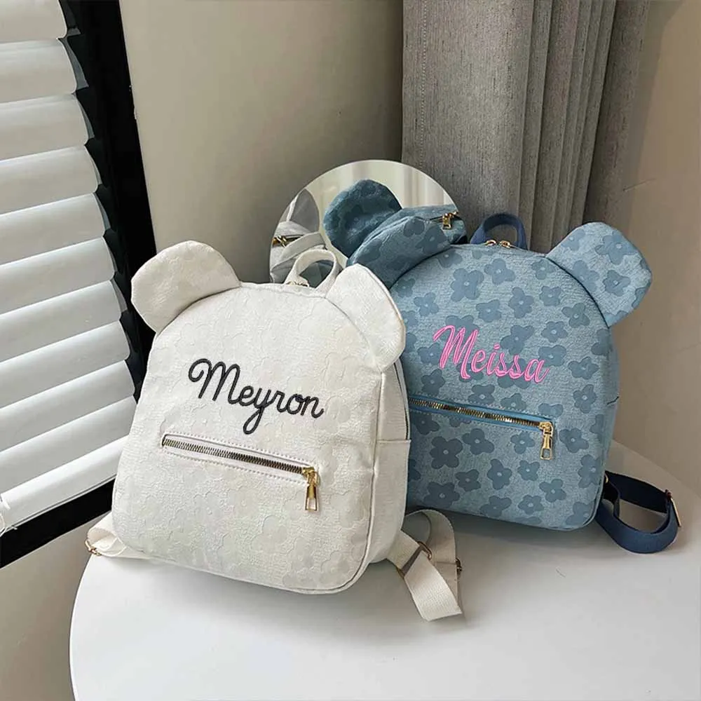 

Personalized Custom Casual Handbag, Cute Ear Backpack, Portable Children's Travel Shopping Bag, Cute Bear Shoulder Backpack