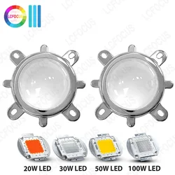 1 Set 44mm LED Lens 60 90 120 Degree Optical Glass + 50mm Reflector Collimator + Fixed Bracket For 20W 30W 50W 100W COB LED Chip