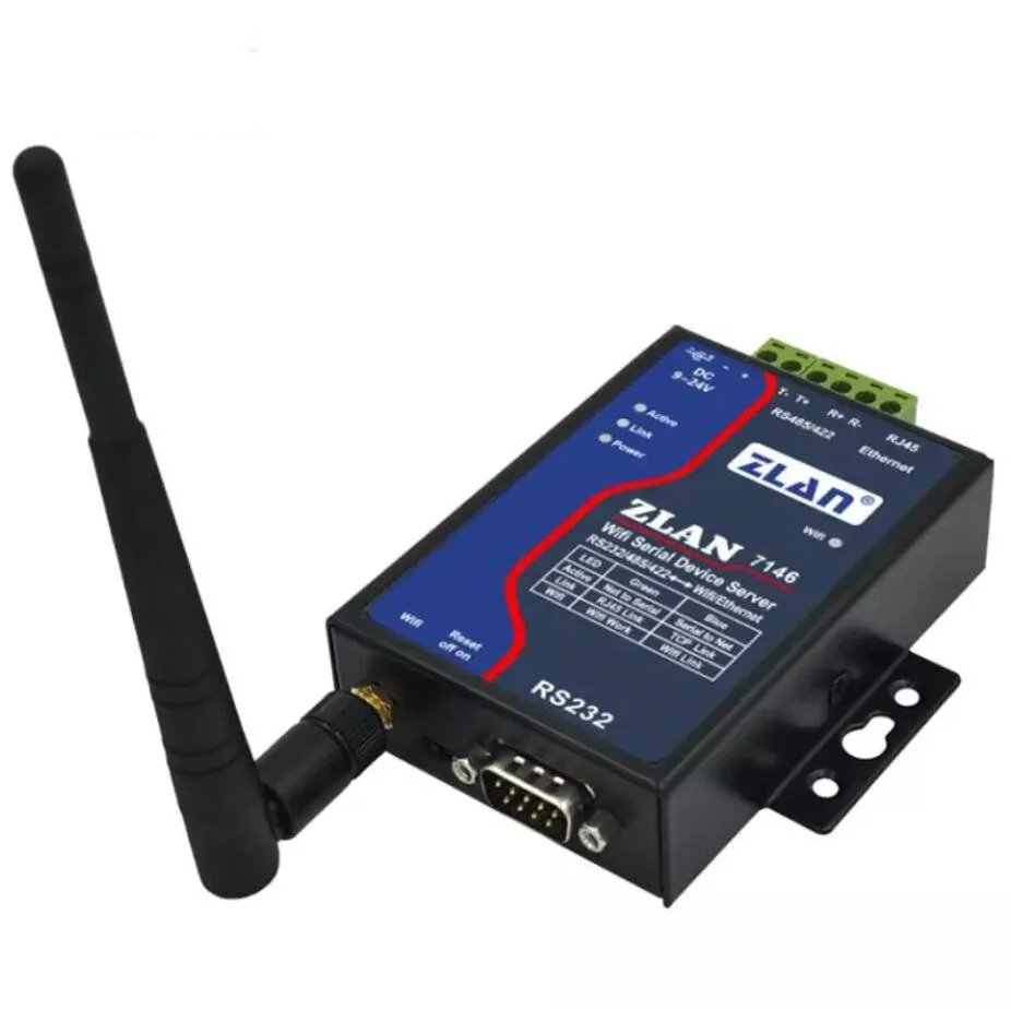 industrial wireless communication module ZLAN7146 modbus gateway MQTT industrial RS232/485/422 to Wifi converter serial server