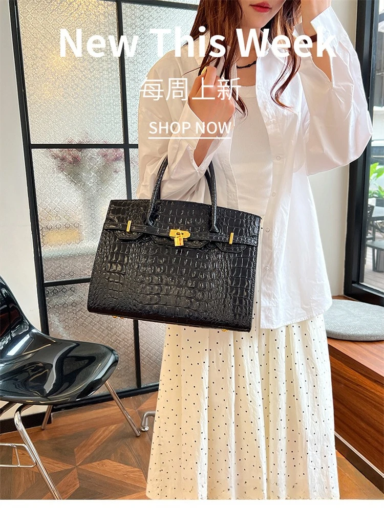 

2025 New Light Luxury Texture Crocodile Pattern Handbag Commuter Bag Versatile Platinum Bag Large Capacity Women's Bag