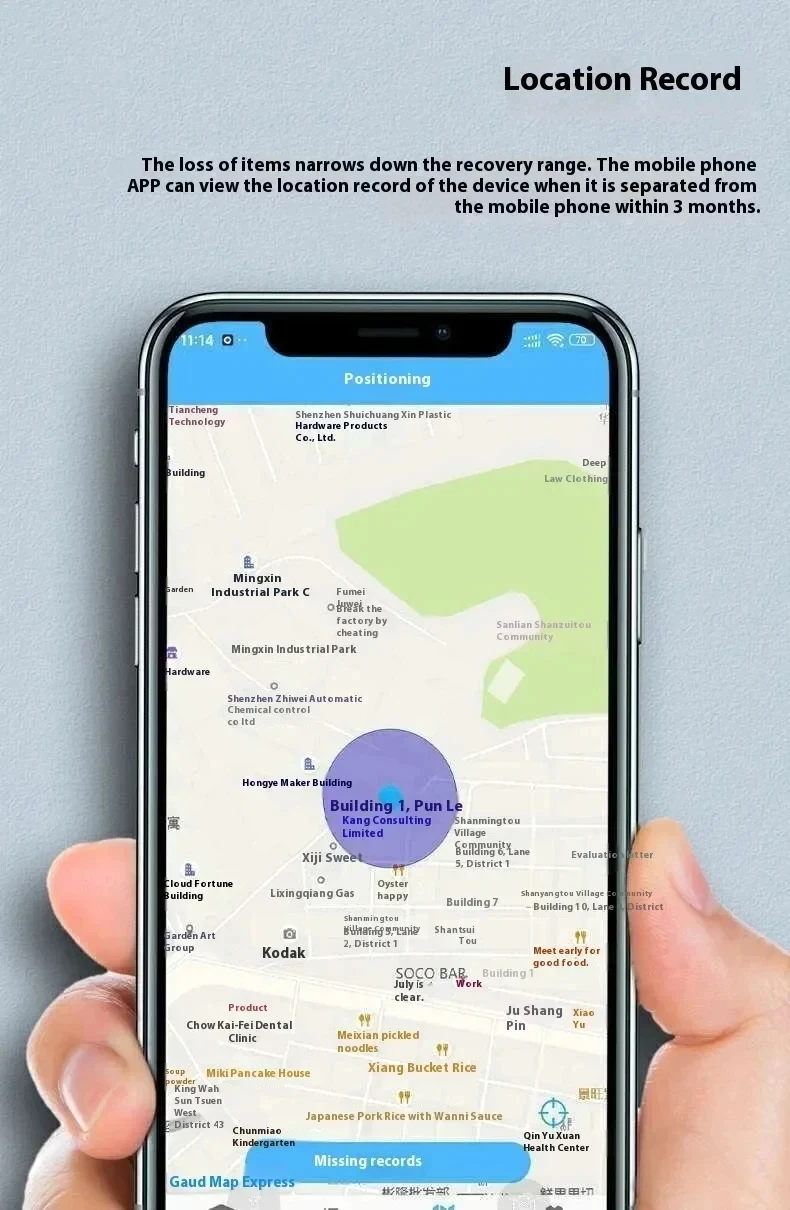 Lenovo GPS-Tracker, Bluetooth 5.4, intelligentes Gerät zur Verlustverhinderung für Kinder und ältere Menschen, als Erinnerungsfunktion, zur Ortung von Fahrzeugen und Gepäck, kompatibel mit Apple und Android. – Detail 11
