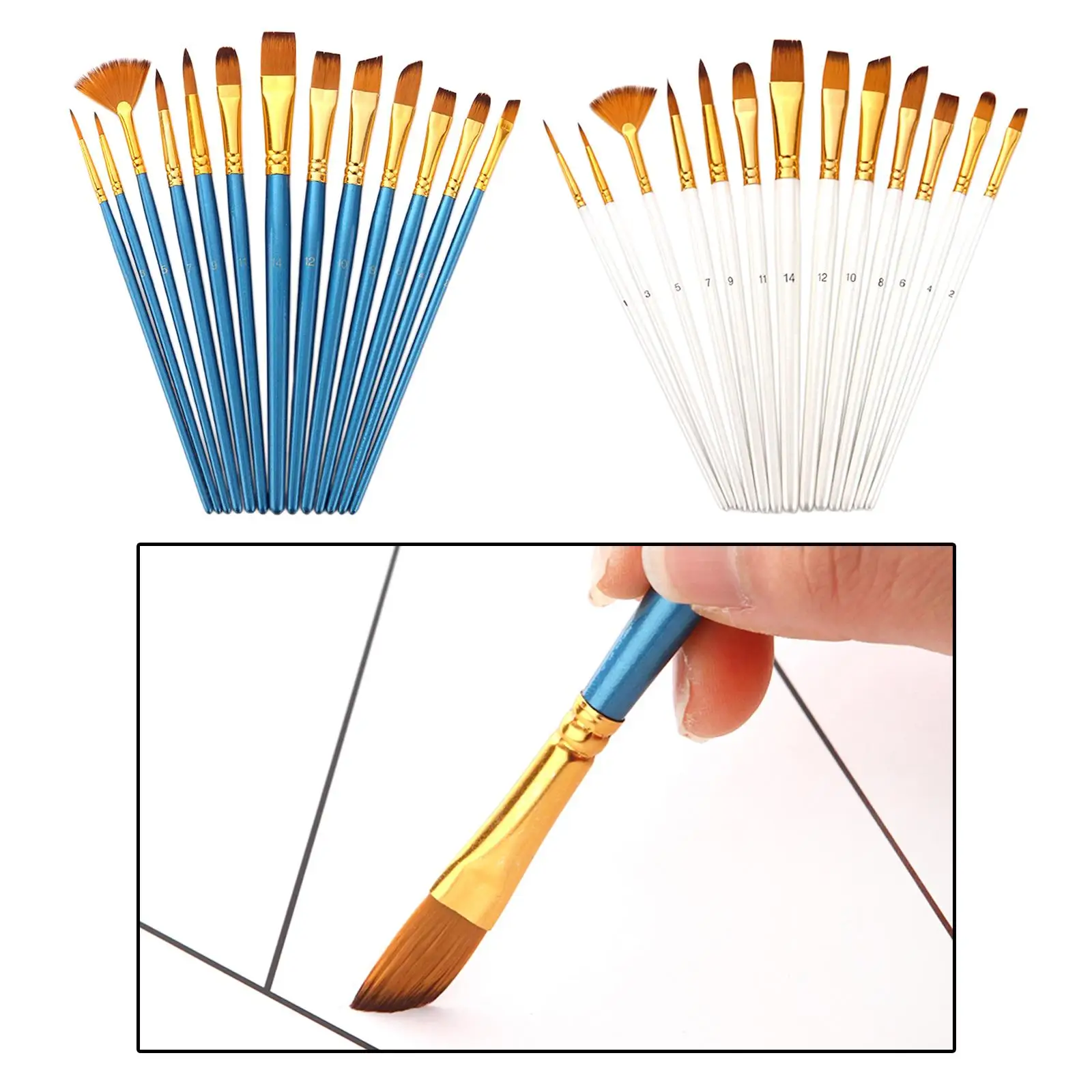 13pcs / set brush wooden handle for acrylic painting kids amateur